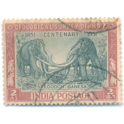 PHILA298 INDIA 1951 SINGLE USED STAMP OF GEOLOGICAL SURVEY OF INDIA ELEPHANT