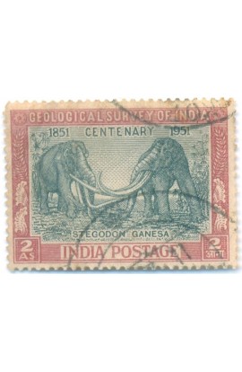 PHILA298 INDIA 1951 SINGLE USED STAMP OF GEOLOGICAL SURVEY OF INDIA ELEPHANT