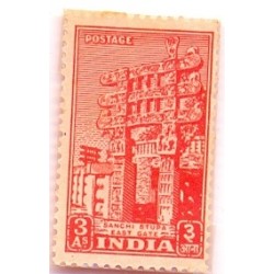 INDIA 1951-3 As Sanchi Stupa Gate-Archaeological Series-1 Value-MNH