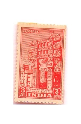 INDIA 1951-3 As Sanchi Stupa Gate-Archaeological Series-1 Value-MNH