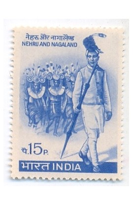 PHILA454 INDIA 1967 SINGLE MINT STAMP OF NEHRU AND NAGALAND INDIAN STATE MNH
