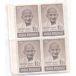 INDIA 1948 GANDHI 1 1/2 ANNA BLOCK OF FOUR mint