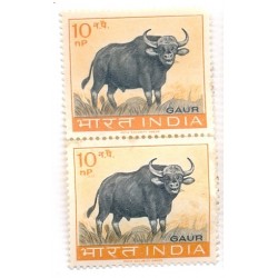 PHILA388 INDIA 1963 PAIR MINT STAMP OF WILD LIFE PRESERVATION GAUR 10np MNH