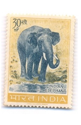 PHILA390 INDIA 1963 SINGLE MINT STAMP OF WILD LIFE ELEPHANT 30np MNH