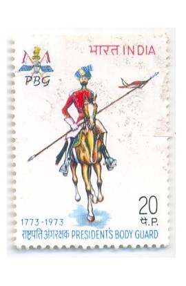 PHILA589 INDIA 1973 SINGLE MINT STAMP OF PRESIDENT BODYGUARD MNH