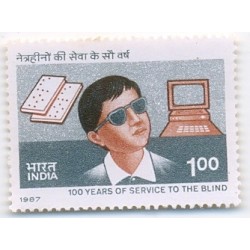 PHILA1095 INDIA 1987 CENTENARY OF SERVICE TO THE BLIND 1r MNH