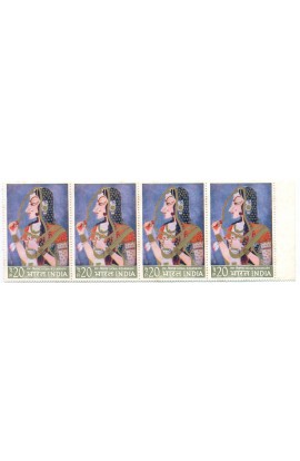 PHILA573 INDIA 1973 STIRP OF FOUR MINT STAMP OF MINIATURE PAINTING RADHA KISHANGARH MNH